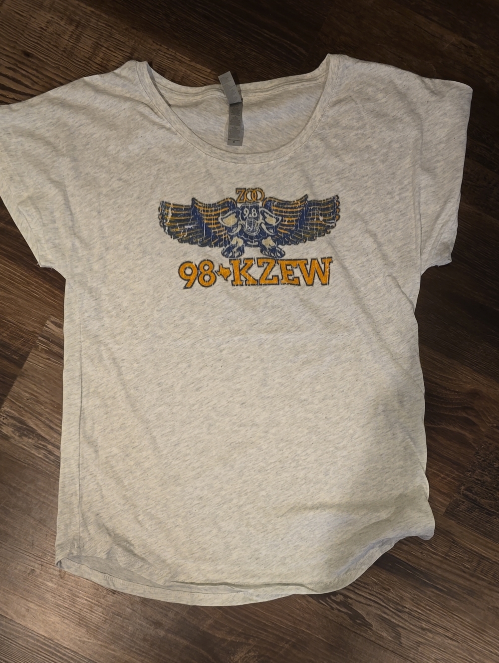 Next Level Apparel Heather Gray Tee with Navy and Gold Graphic size m